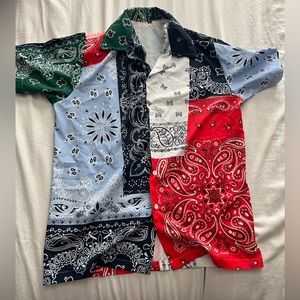 Multi-colored Bandana print button up